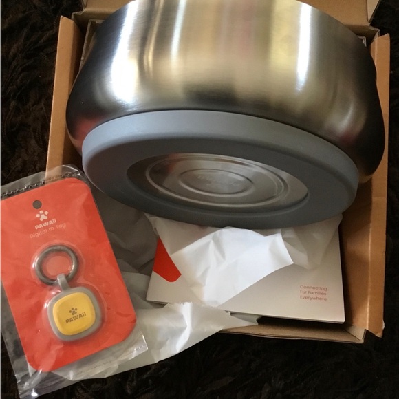 PAWAII Stainless Steel DOG BOWL ~non-slip ~ 34oz + digital ID Tag ~ POSH UP HOME - Picture 2 of 4